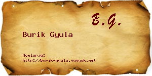 Burik Gyula névjegykártya